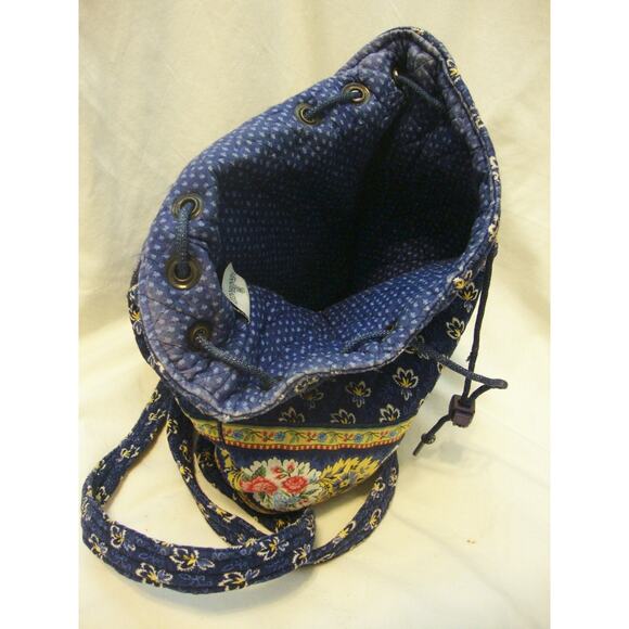 Vera Bradley Backpack RARE MIMI Blue Yellow Floral Drawstring Bag Retired